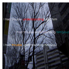 I had trouble understanding him(you)